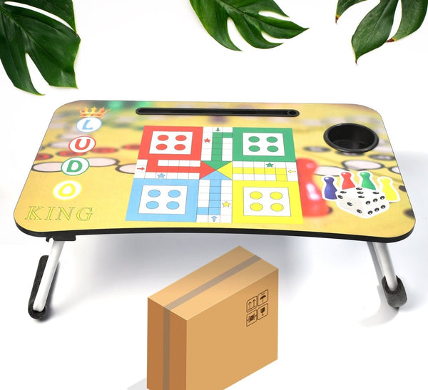 Portable Ludo lap desk with cup holder and slot