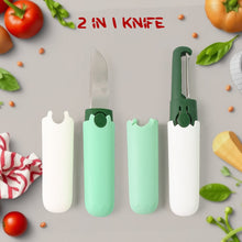 Multifunctional peeler Two in one fruit knife, fruit and vegetable cutting knife+sawtooth peeler, apple, carrot, potato, fruit slice antiskid