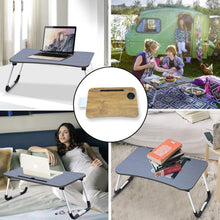 Multi-Purpose Laptop Desk for Study and Reading with Foldable, Cupholder & Drawer (1 Pc / Mix Plain Design / 58×38 Cm)