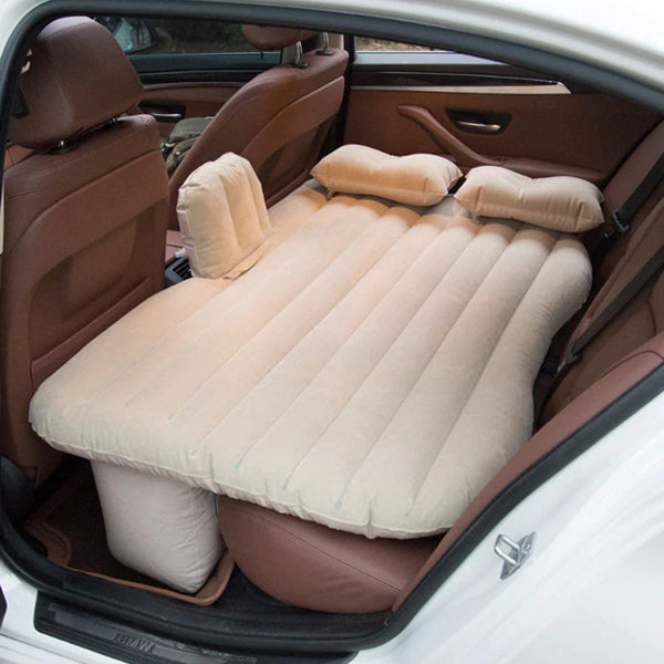 Inflatable car camping bed with pillows and pump