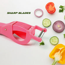 Plastic 2 in 1 Vegetable & Fruit Multi Cutter 5 Blade Vegetable Cutter with Peeler (1 Pc / Multicolor) - wholesale99.in