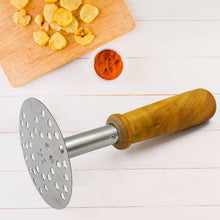 High Grade Stainless Steel Potato Masher Paubhaji / Pav Bhaji Masher with Wooden handle (1 Pc) - wholesale99.in
