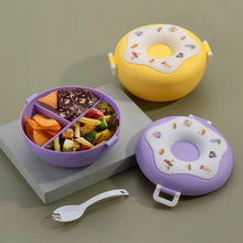 Donut Shaped Double Insulated 3 Compartment Lunch Box (1 Pc / Mix Color) - wholesale99.in