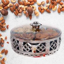 Multipurpose Dry Fruit Box 4 Section Dry Fruit Round Silver Gift Box (1 Pc) - wholesale99.in