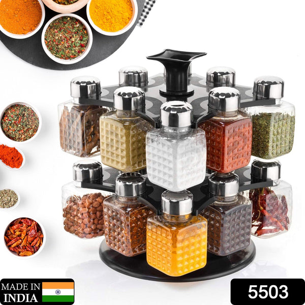 360° revolving spice rack, 16 square containers for kitchen use