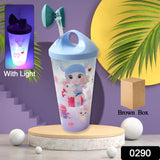 Unicorn Water Bottle with Straw & Lid for Kids (With Light)