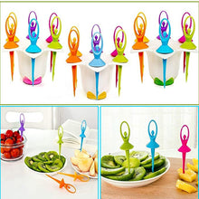 Dancing doll fruit fork set, includes stand and 6 forks