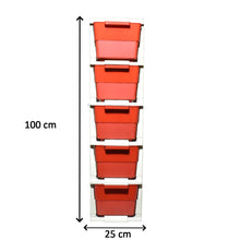 Compact 5-layer modular drawer storage for organizing various household items.