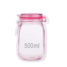 500ml reusable plastic food jar with airtight seal and zipper.