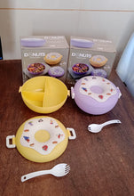 Donut Shaped Double Insulated 3 Compartment Lunch Box (1 Pc / Mix Color) - wholesale99.in