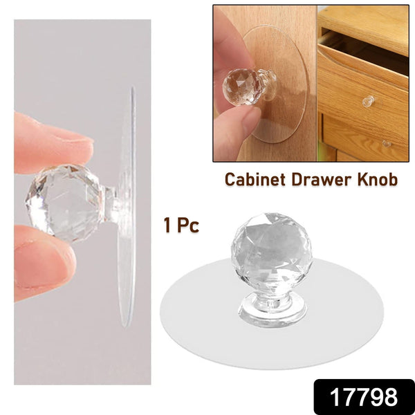 Clear Cabinet Drawer Knobs / Hook, Diamond Crystal Shaped (1 Pc)