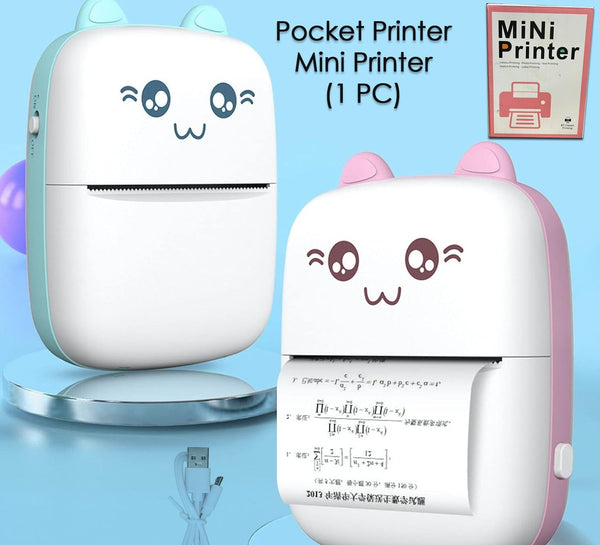 Pocket Mini Printer Mobile Phone Bluetooth Connection Wireless Mini Thermal Printer With Android Or Ios App For Pictures Portable Smart Printercontains 1 Rolls Thermal Paper With Fast Paper Output For Photo Image