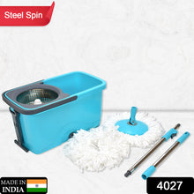 Plastic spin mop with big bucket and easy wheels for floor cleaning