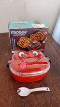 Double Layer Froggy Shape Lunch Box with Spoon (1 Pc / Mix Color) - wholesale99.in